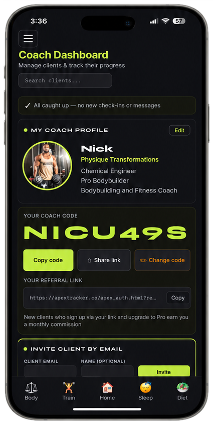 APEX coach dashboard